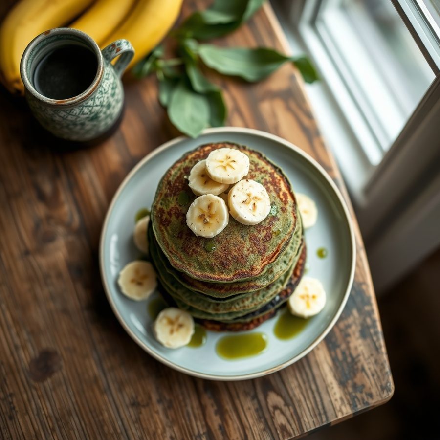 Banana Spirulina Pancakes