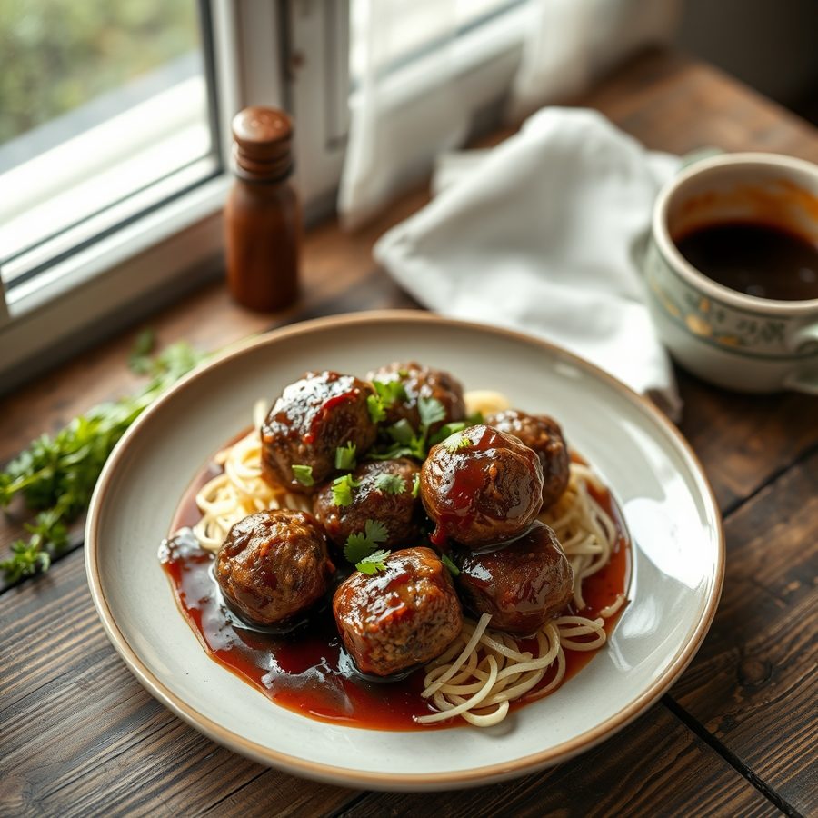 Bison Meatballs Baked in Hoisin Sauce (Marvin)