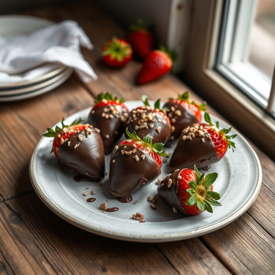 Chocolate and Nut Covered Strawberries