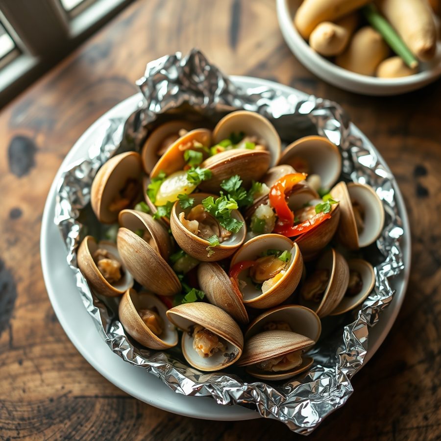 Clams Steamed in Aluminum Foil