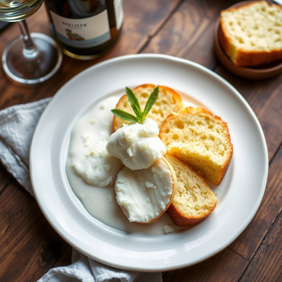 Coconut Cream and Pound Cake with Moscatel (Bienmesabe)