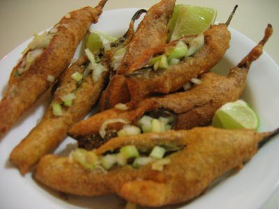 Deep Fried Chiles Stuffed with Potato (Mirchi Bada)