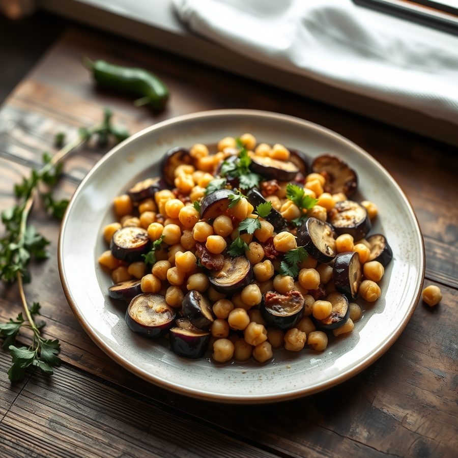 Eggplant and Chickpea Skillet