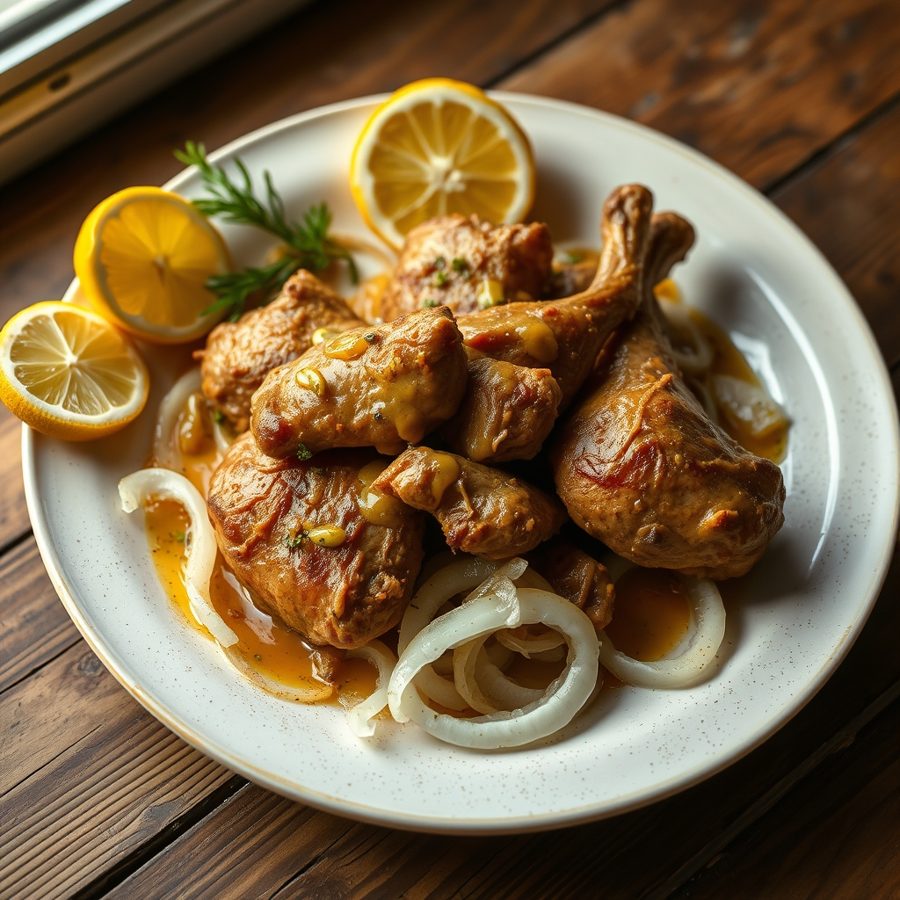 Gambian Chicken with Lemon and Mustard (Yassa)