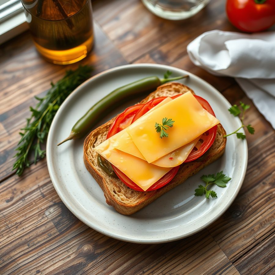 Garlic, Tomato and Cheddar Sandwich
