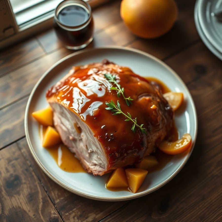 Ginger Peach Glazed Ham