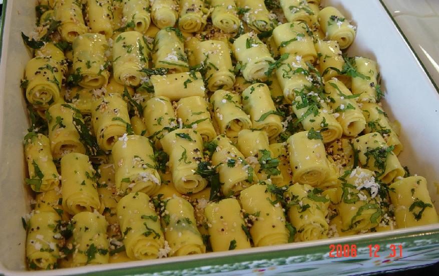 Khandvi (Rolled Chickpea Noodles)