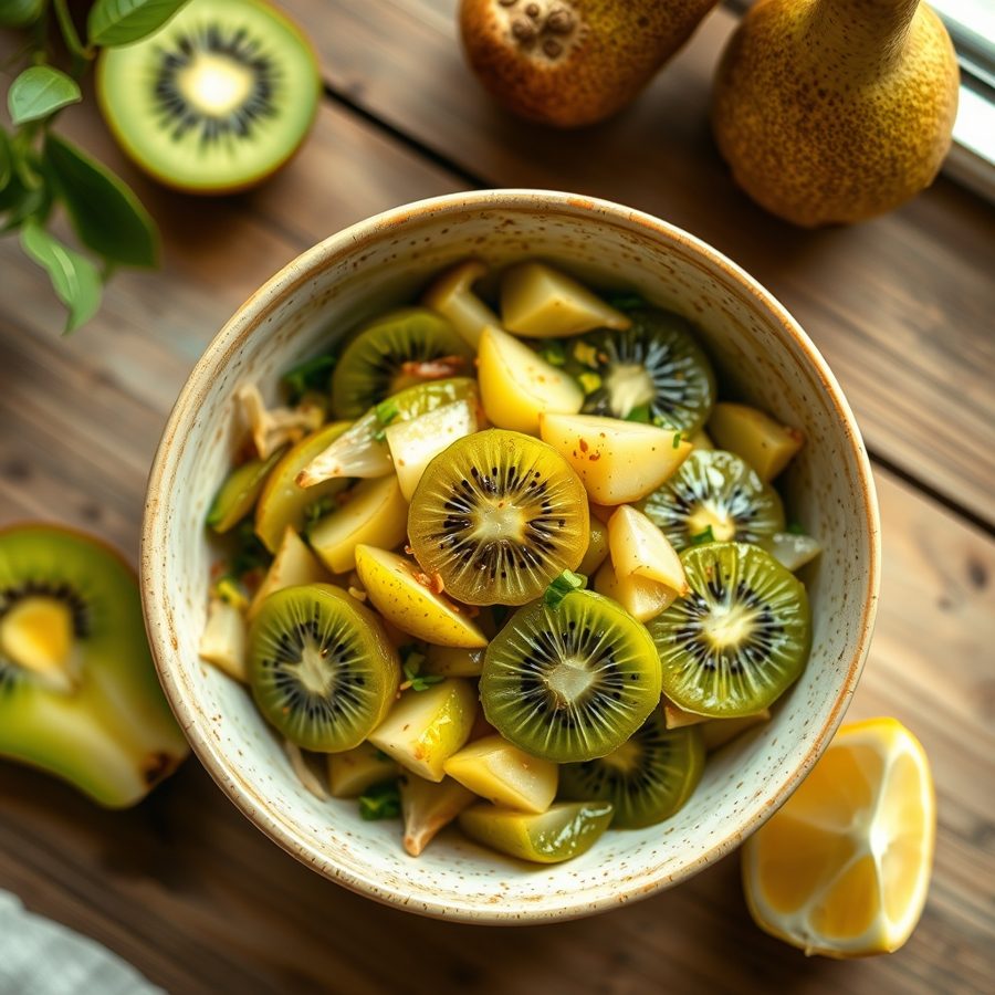 Kiwi and Asian Pear in Lemon Dressing (Kiwi to Nashi no Lemon Ae)