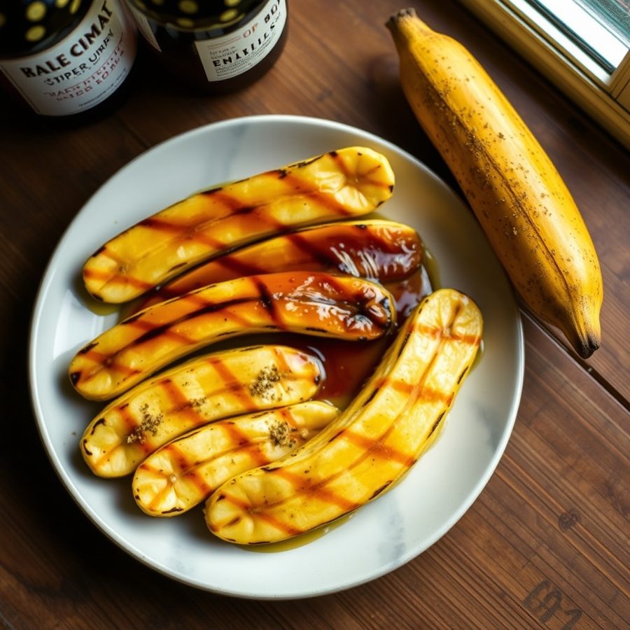 Maple Cumin Glazed Grilled Bananas
