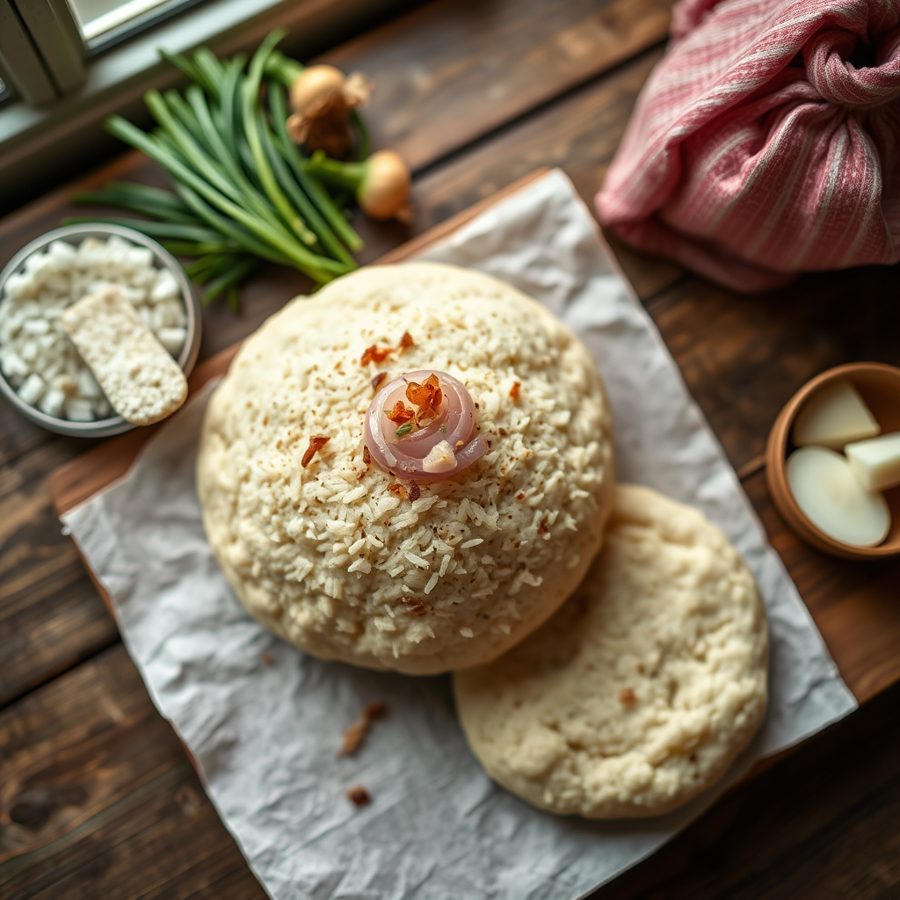 Masa (Hausa Rice Pancake) with Onions