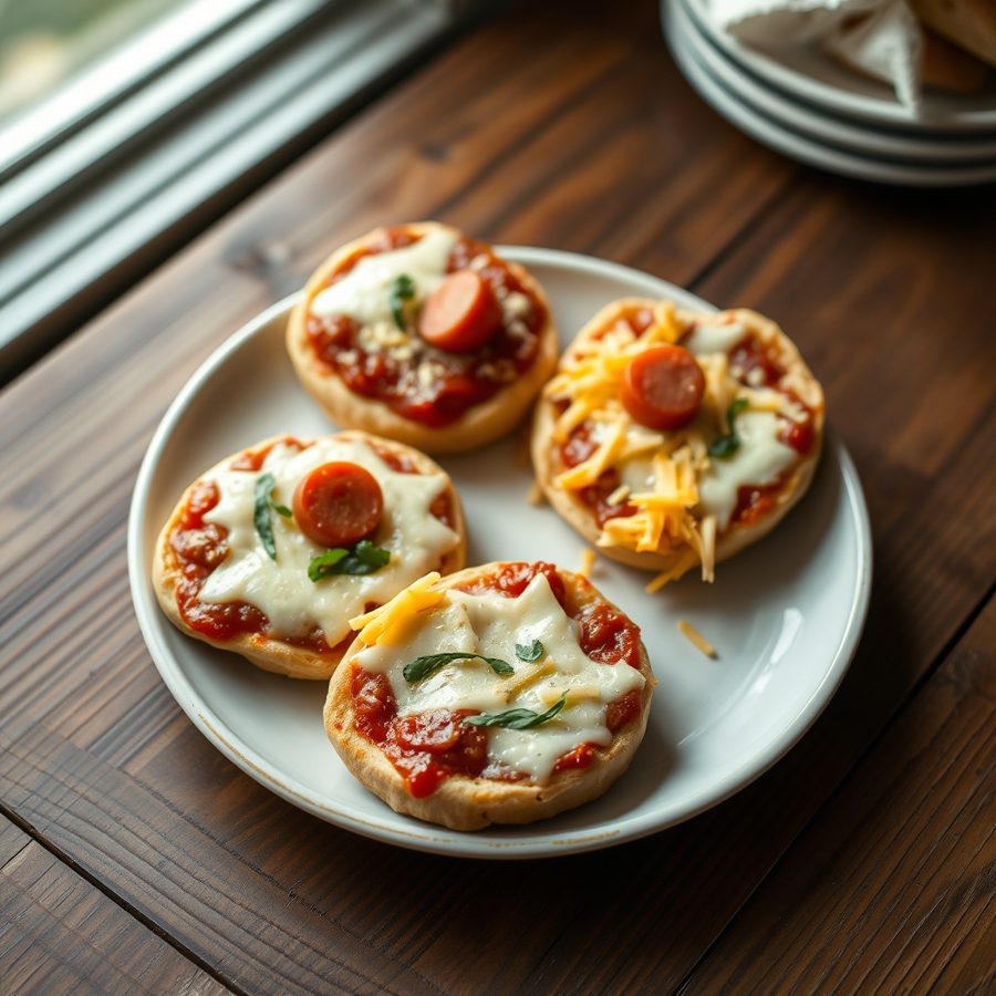 Mini Three-Cheese English Muffin Pizzas