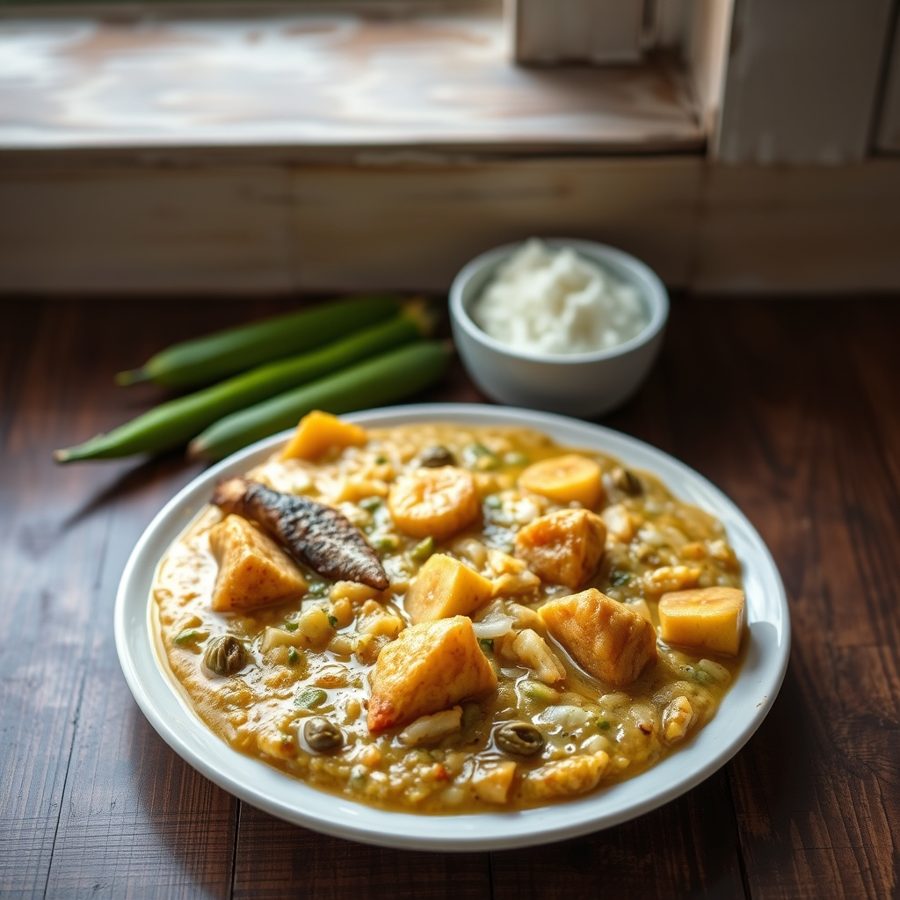 Okra Plantain Porridge