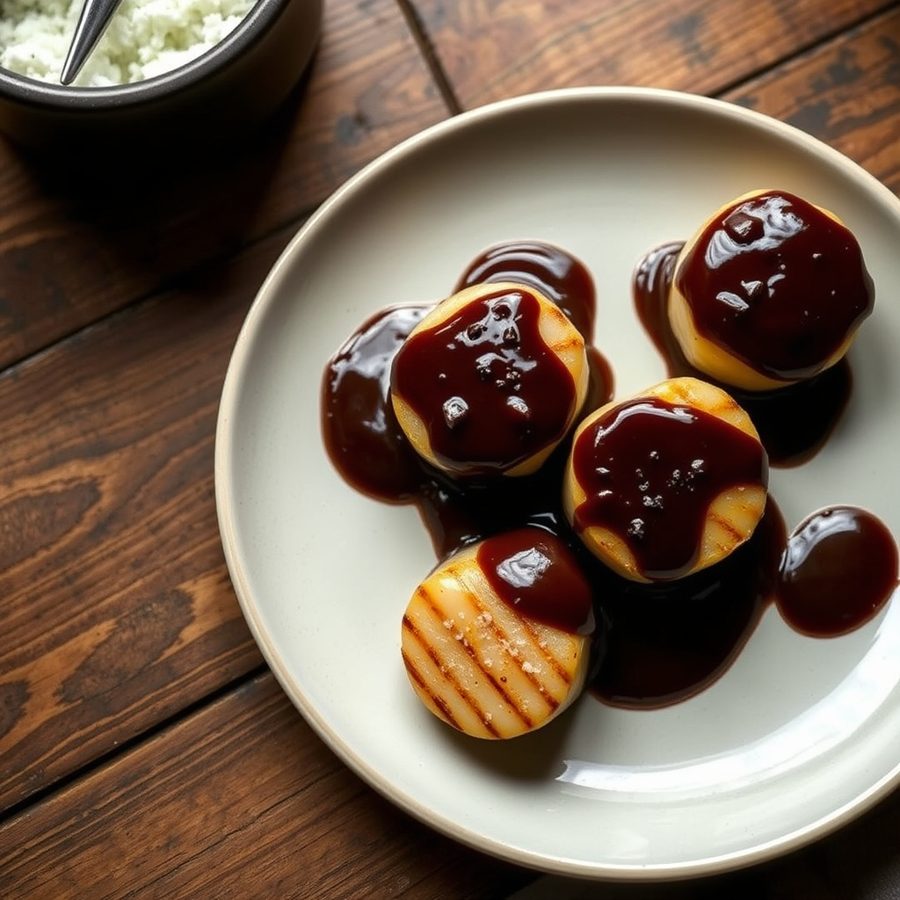 Pan-Seared Scallops with Cayenne Chocolate Sauce