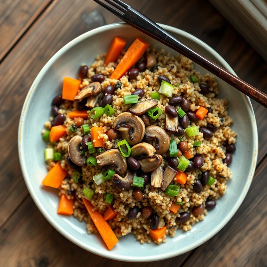Quinoa, Shiitake Mushrooms and Adzuki Beans