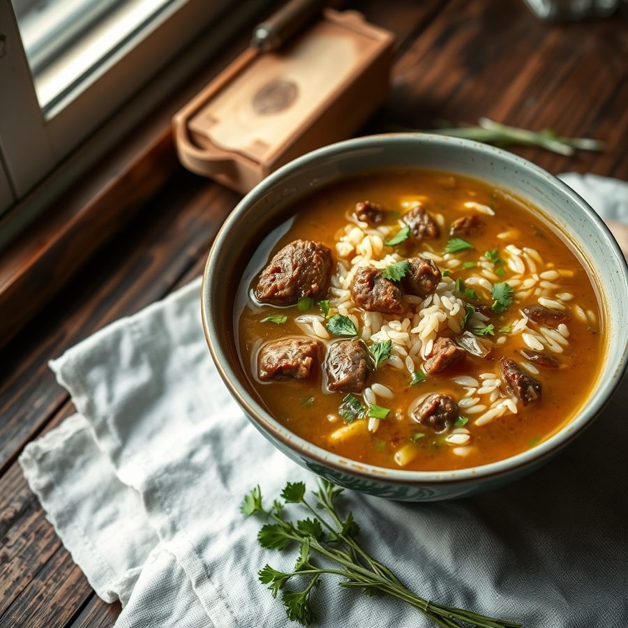 Rice and Beef Soup