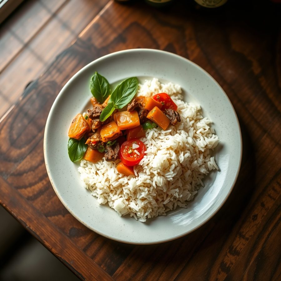 Rice with Salted Sun-dried Ram Meat