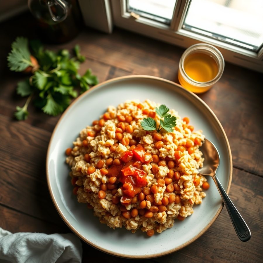 Sriracha Oatmeal and Lentils