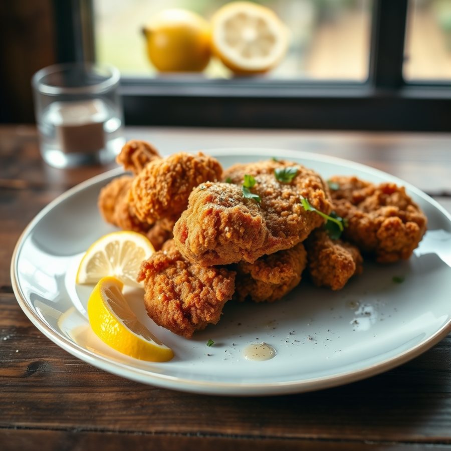 Tangy Lemon Battered Fried Chicken