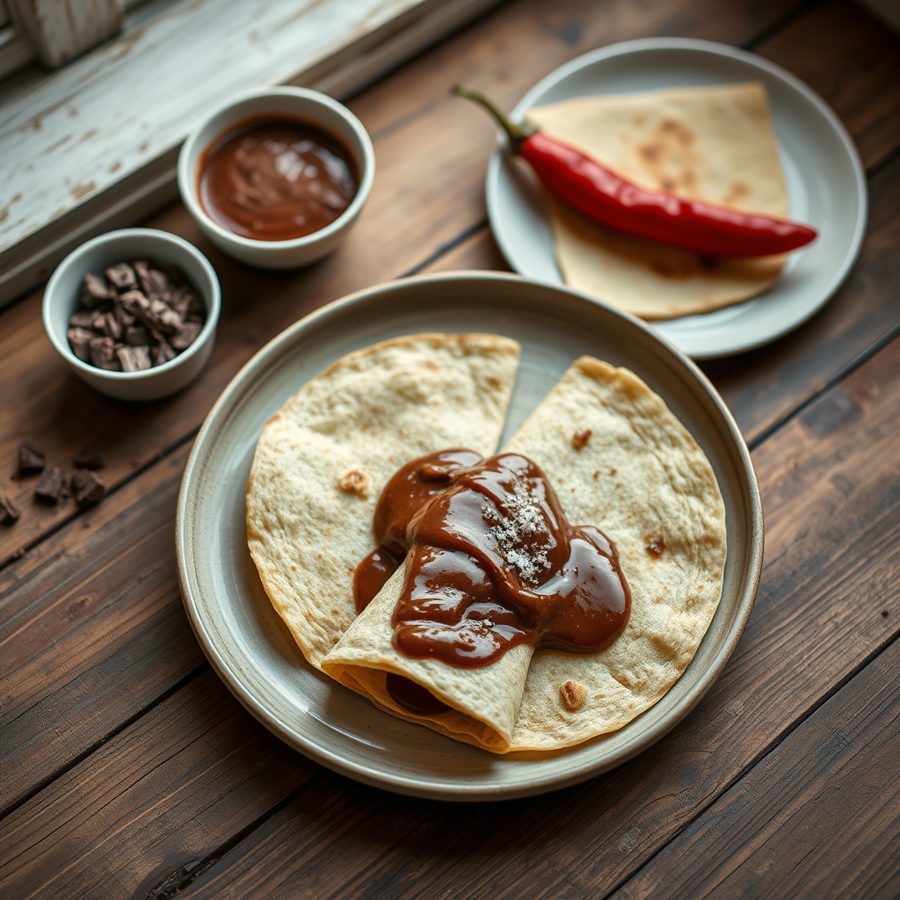 Tortillas with Spicy Chocolate Sauce